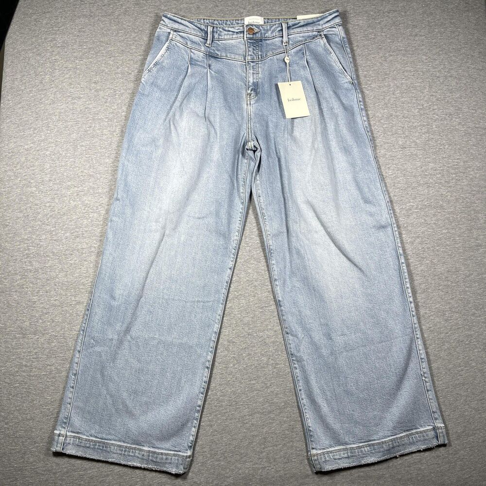 NWT Bohme Jeans Womens 32 Blue Wide-Leg High Rise Light Wash Relaxed Denim